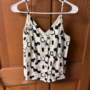 H&M Women's Black and White Linen Basic Top Size M In Great Shape!